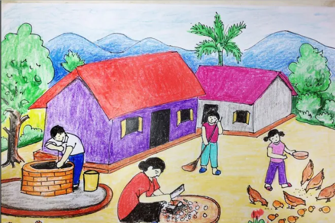 Vẽ tranh đề tài cuộc sống quanh em lớp 7