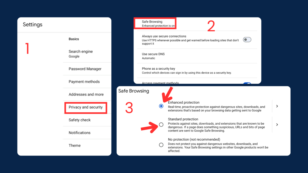Choose Enhanced or Standard protection