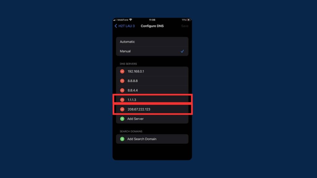Enter a secure DNS address