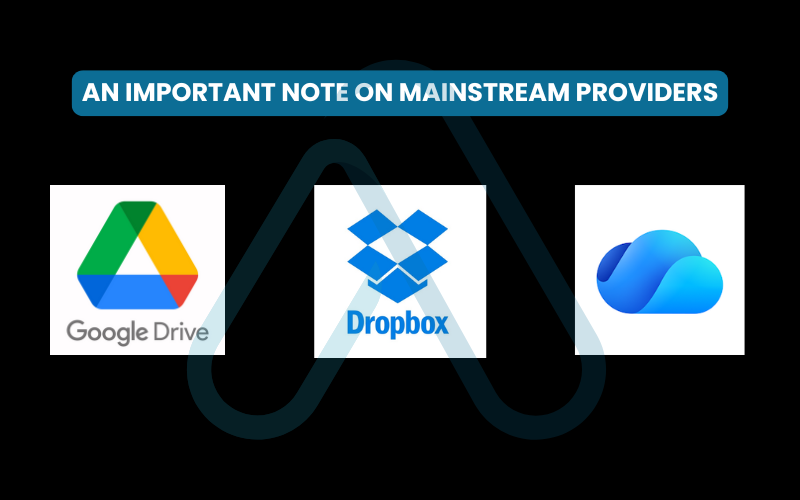 An important note on mainstream providers An important note on mainstream providers