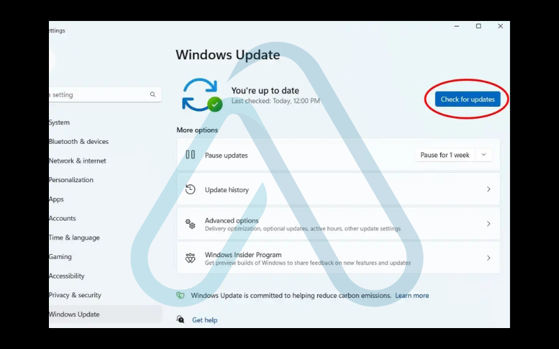 Check for Windows Updates Check for Windows Updates