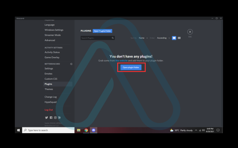 Click the 'Open Plugin Folder' button Click the 'Open Plugin Folder' button