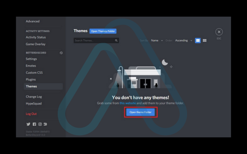 Click the 'Open Theme Folder' button Click the 'Open Theme Folder' button