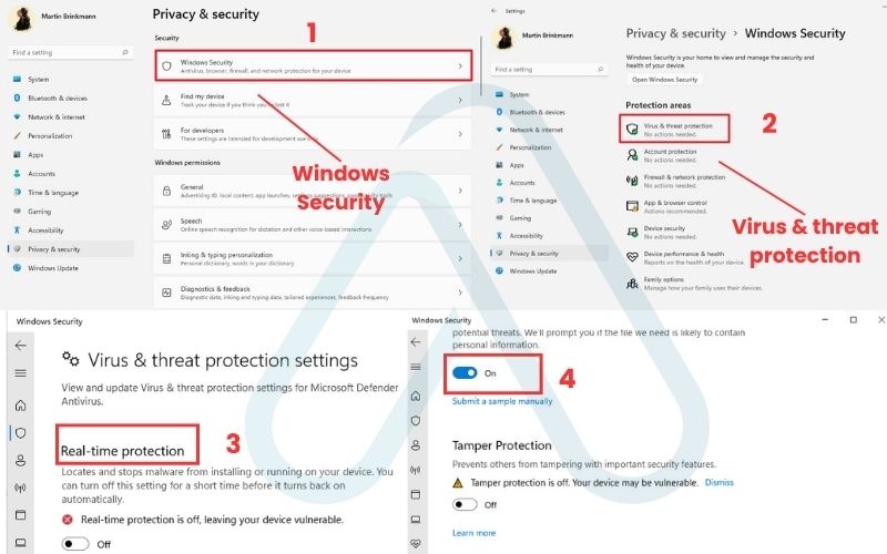 Disabling real-time protection Disabling real-time protection
