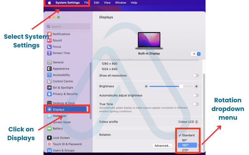 Rotating your display on a Mac Rotating your display on a Mac