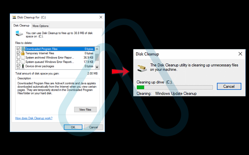 Run the built-in Windows disk cleanup tool Run the built-in Windows disk cleanup tool