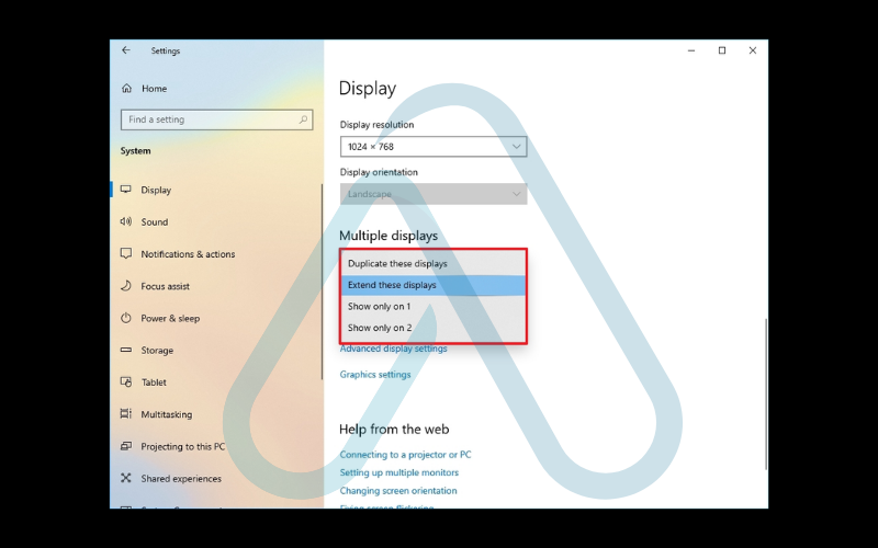 Select 'Extend these displays' Select 'Extend these displays'